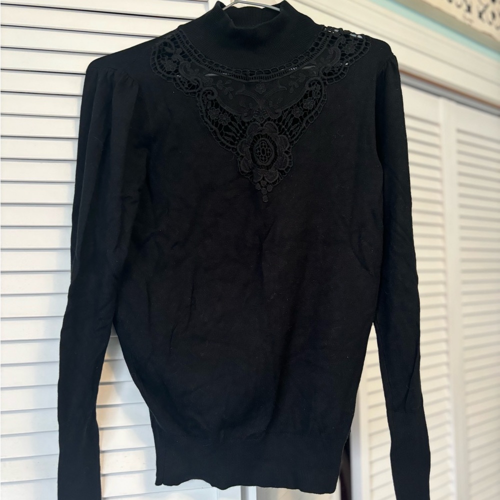 RW&CO Elegant Black Lace Sweater